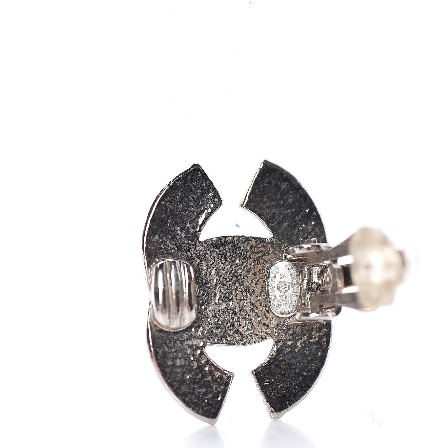Crystal CC Clip On Earrings Silver