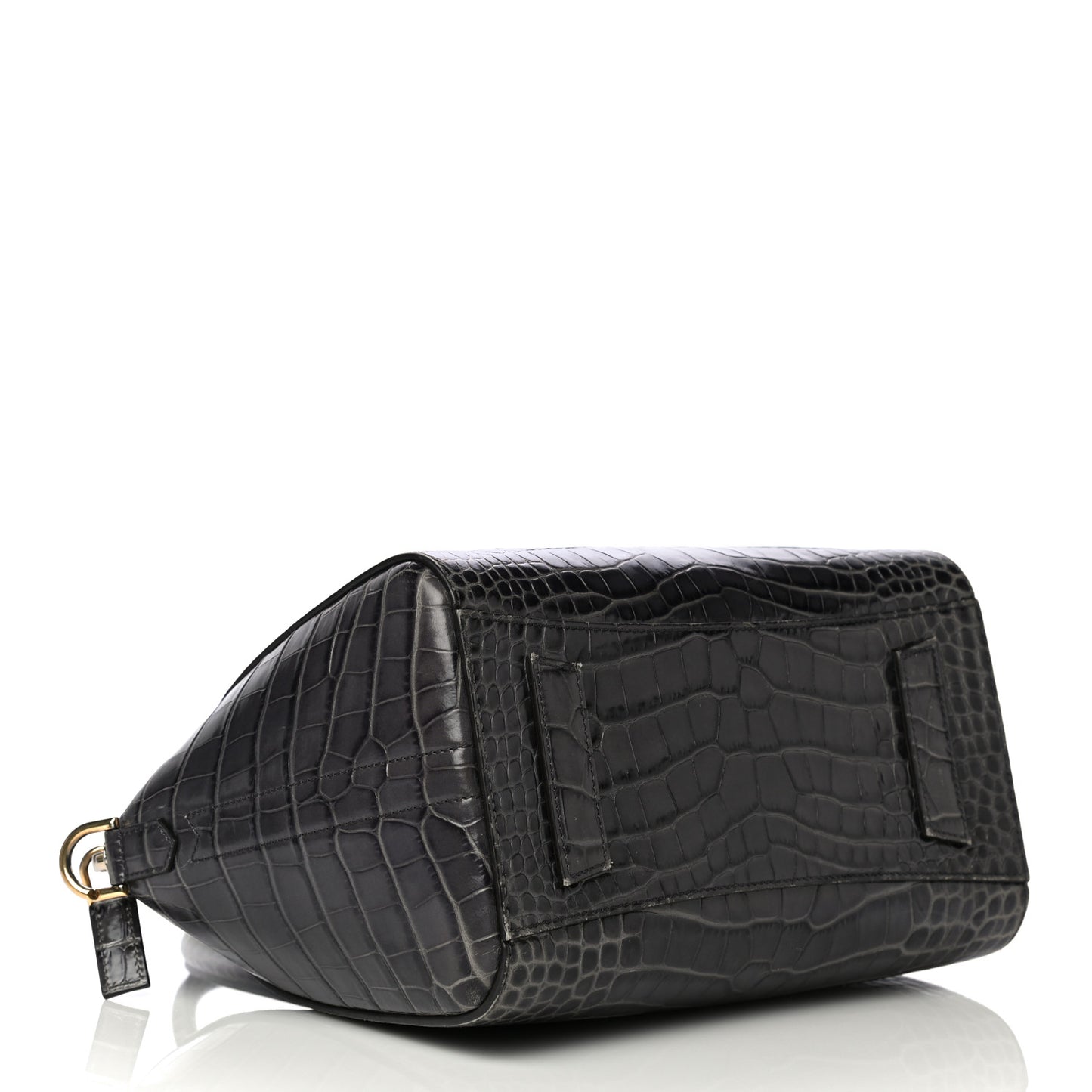 Calfskin Crocodile Embossed Small Antigona Storm Grey