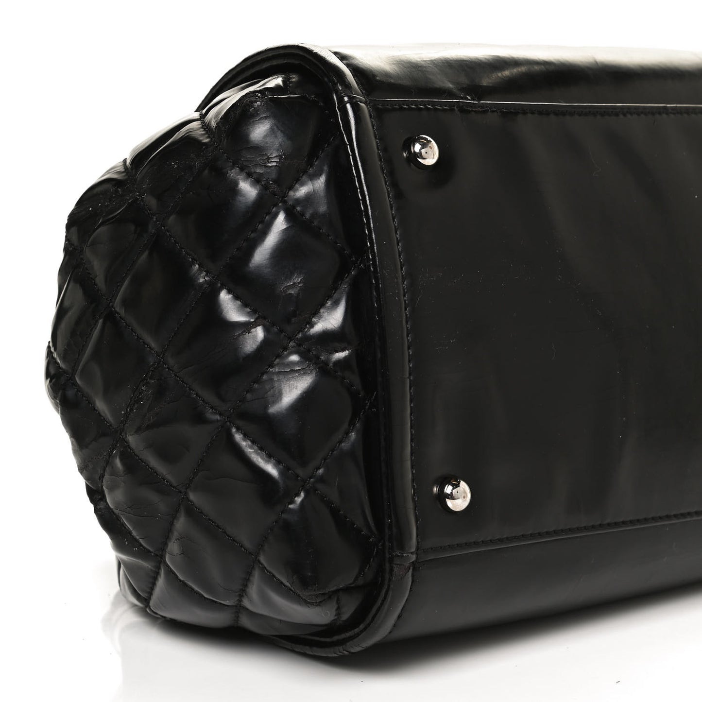 Vinyl Lipstick Ligne Accordion Tote Black