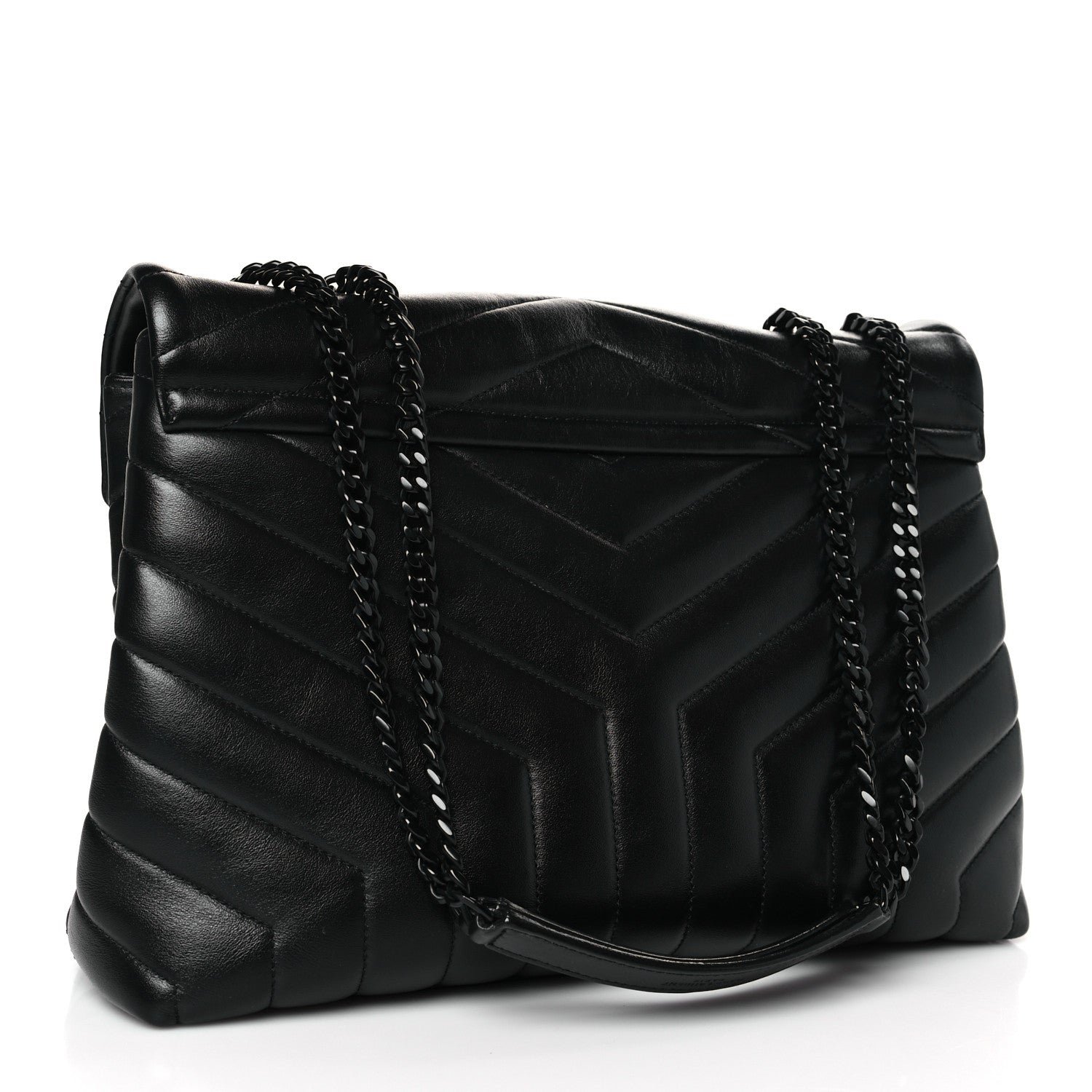 Saint Laurent Calfskin Y Quilted Monogram Monochrome Medium Loulou Chain Satchel Black 3 of 9