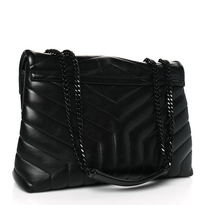 Saint Laurent Calfskin Y Quilted Monogram Monochrome Medium Loulou Chain Satchel Black 3 of 9
