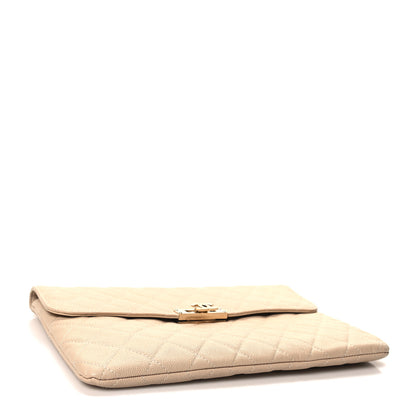 Chanel Caviar Quilted Medium Golden Class Pouch Beige 4 of 10