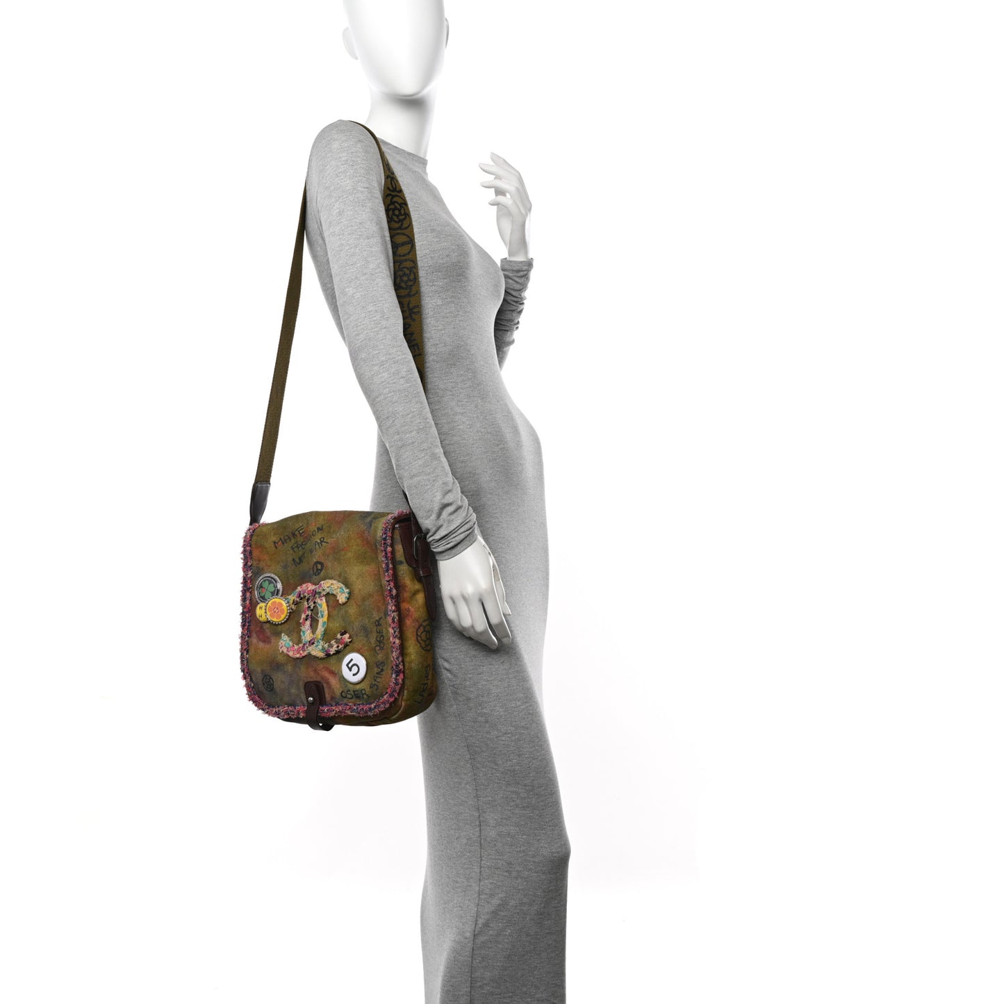 Washed Toile Graffiti On The Pavements Messenger Khaki Multicolor