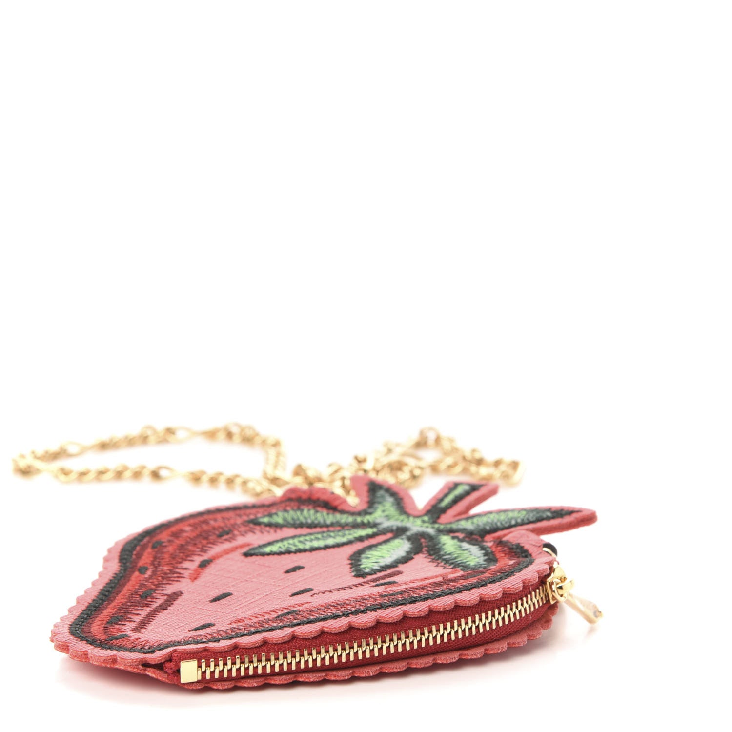 Gucci GG Supreme Monogram Embroidered Strawberry Pass Holder Crossbody Multicolor 9 of 10