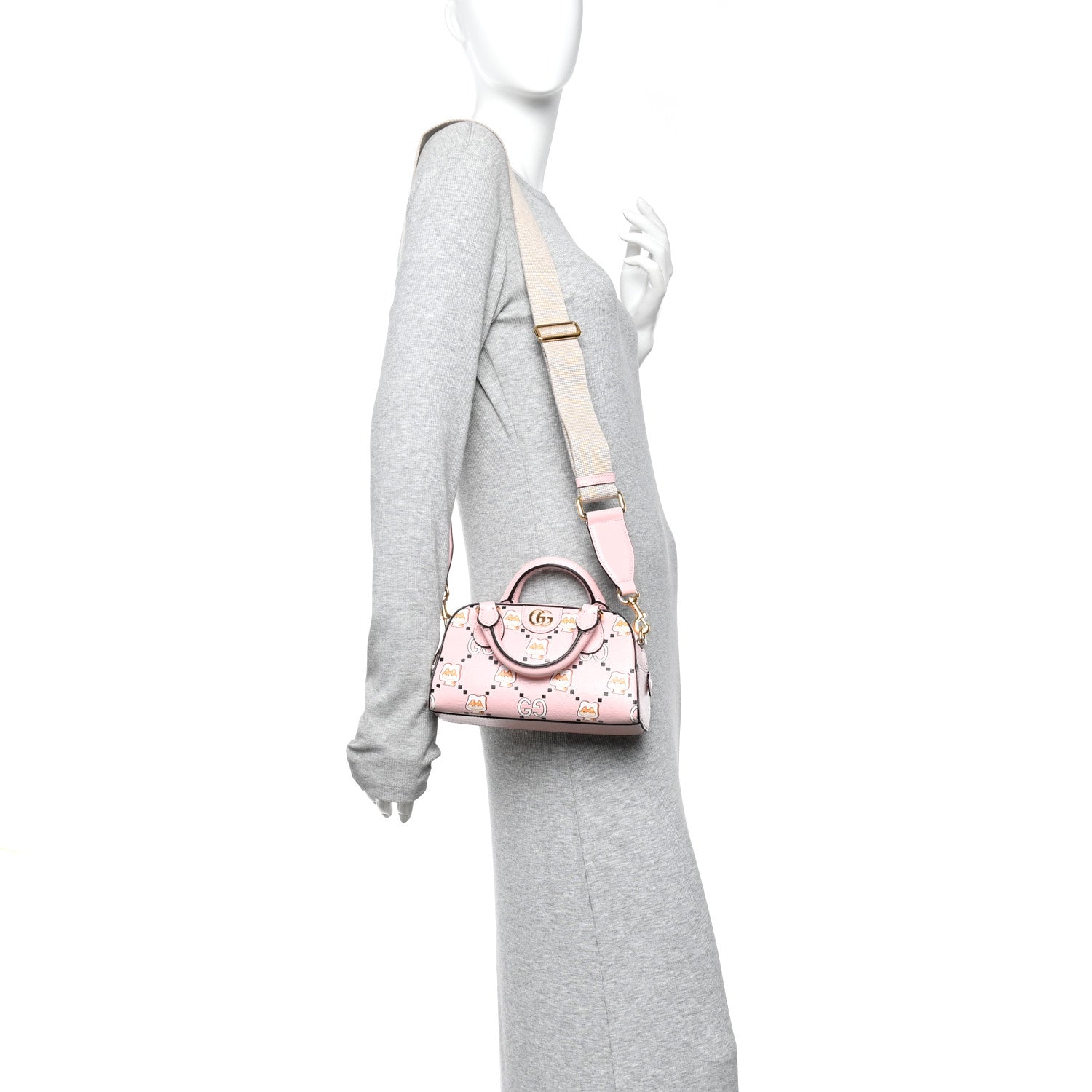 O*ド様 GUCCI ピンクレザー ぬいぐるみ Gucci X PIKARAR Textured Dollar Calfskin Animal Print Mini Ophidia