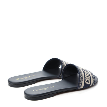 Christian Dior Canvas Embroidered Dway Mules Slide Sandals 39 Deep Blue 4 of 11