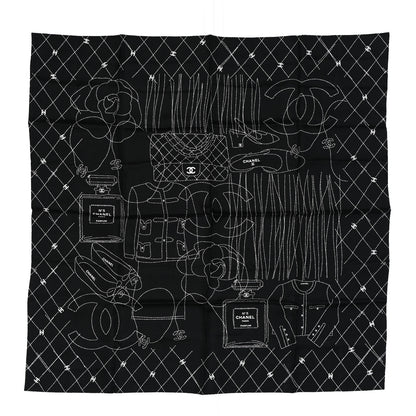 Chanel Silk Number 5 Perfume Scarf Black 1 of 3