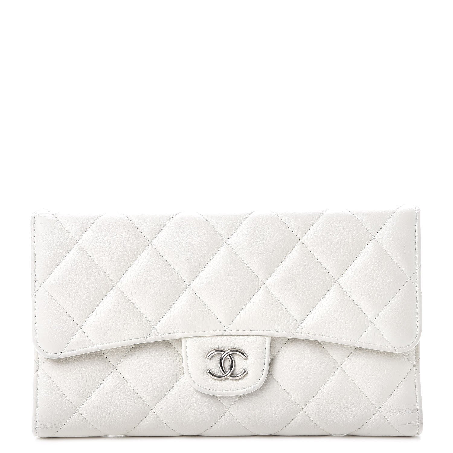 Chanel Caviar Quilted Large Flap Wallet White 1 of 14