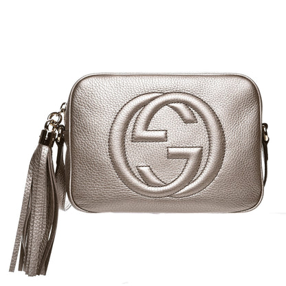 Gucci Metallic Pebbled Calfskin Small Soho Disco Bag Golden Beige 1 of 7