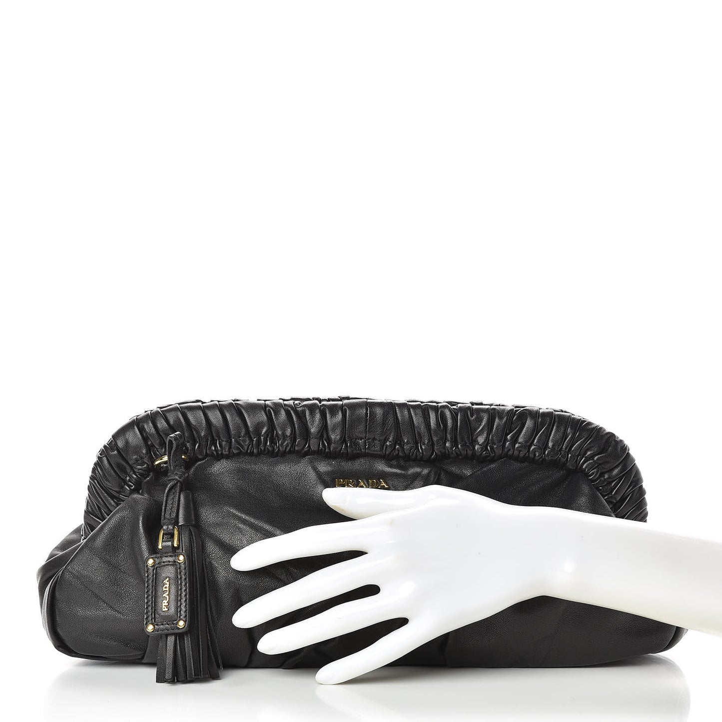Nappa Pleated Pochette Clutch Black