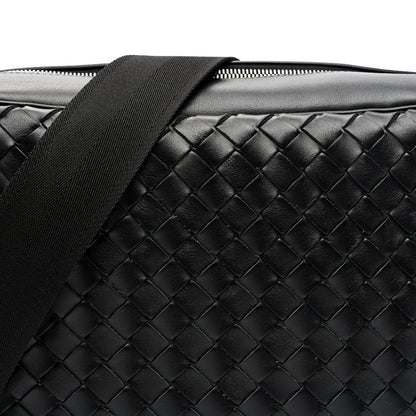 Bottega Veneta Calfskin Intrecciato Messenger Bag Black 8 of 10