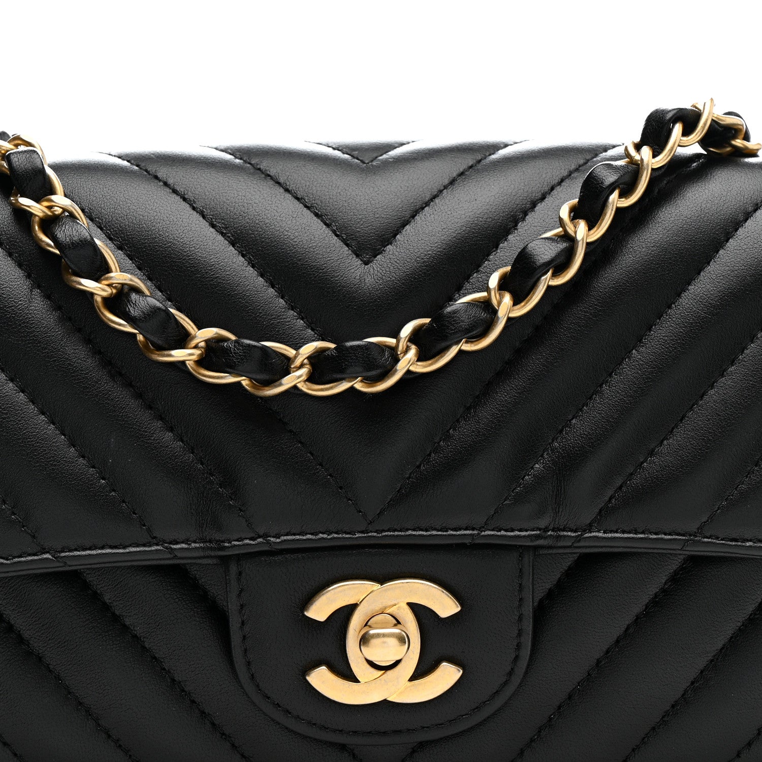 Chanel Lambskin Chevron Quilted Mini Rectangular Flap Black 8 of 12
