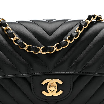 Chanel Lambskin Chevron Quilted Mini Rectangular Flap Black 8 of 12