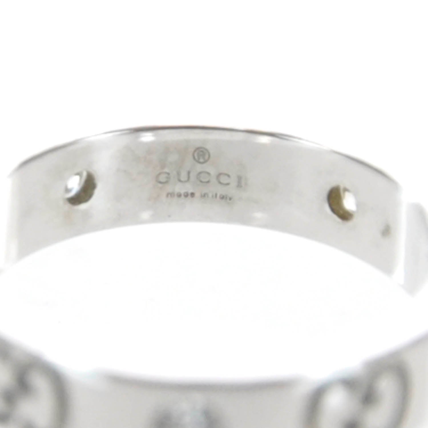 Gucci 18k White Gold Diamond Icon Thin Band Ring 4.5 3 of 4