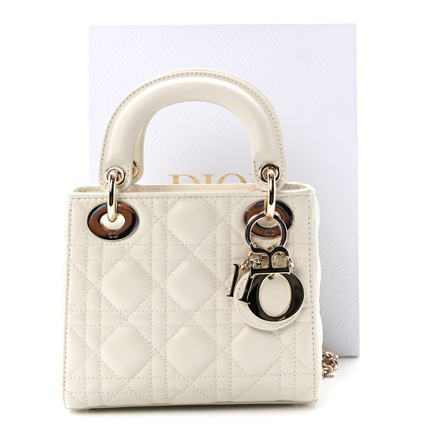 Christian Dior Lambskin Cannage Mini Lady Dior Latte 10 of 10