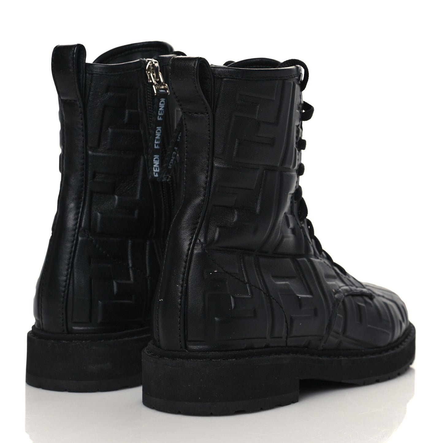 Nappa FF Embossed Womens Biker Boots 38 Black
