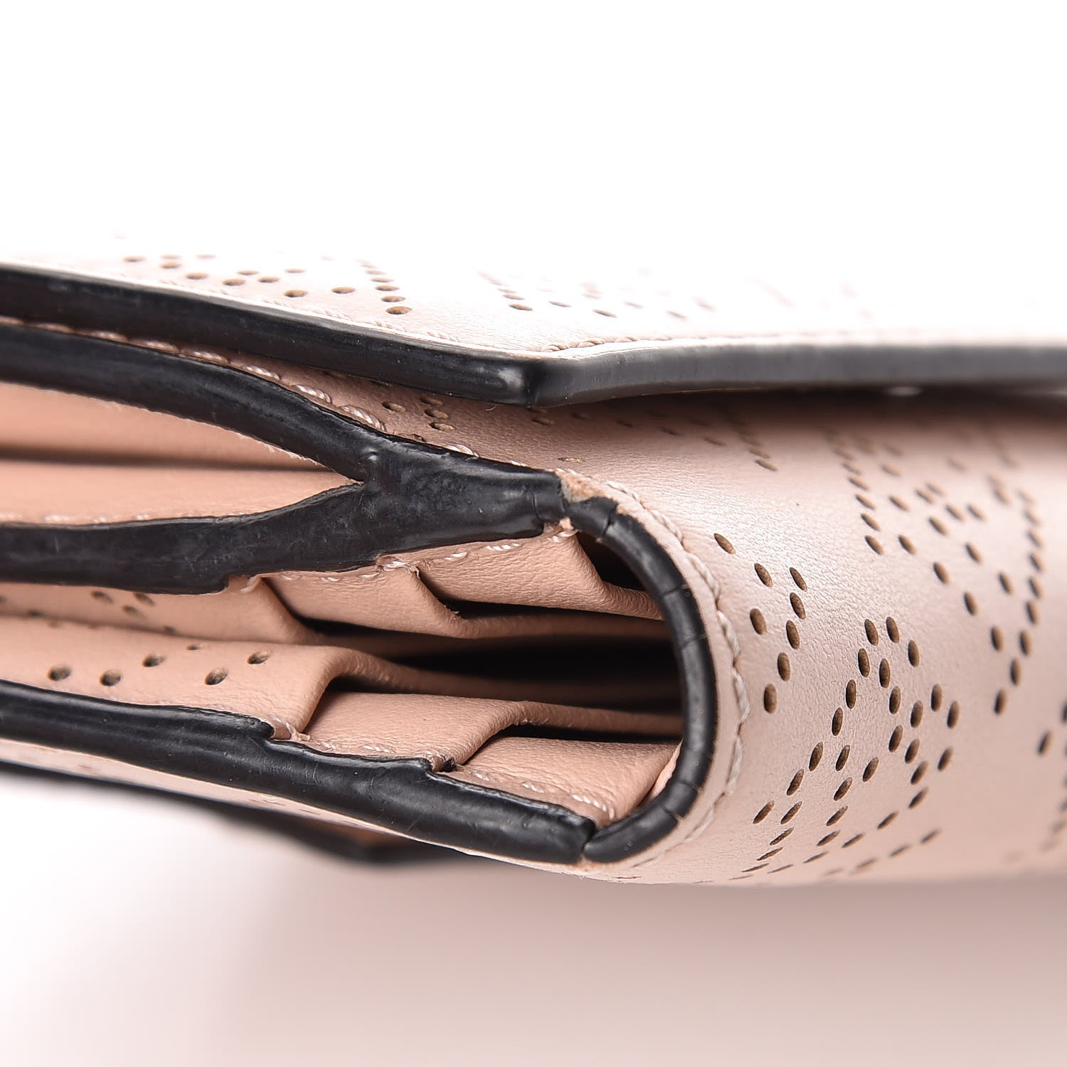 Burberry Calfskin Perforated Compact Wallet Pale Fawn Pink 10 of 14