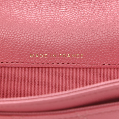Chanel Caviar Quilted Flap Card Holder Wallet Pink 7 of 9
