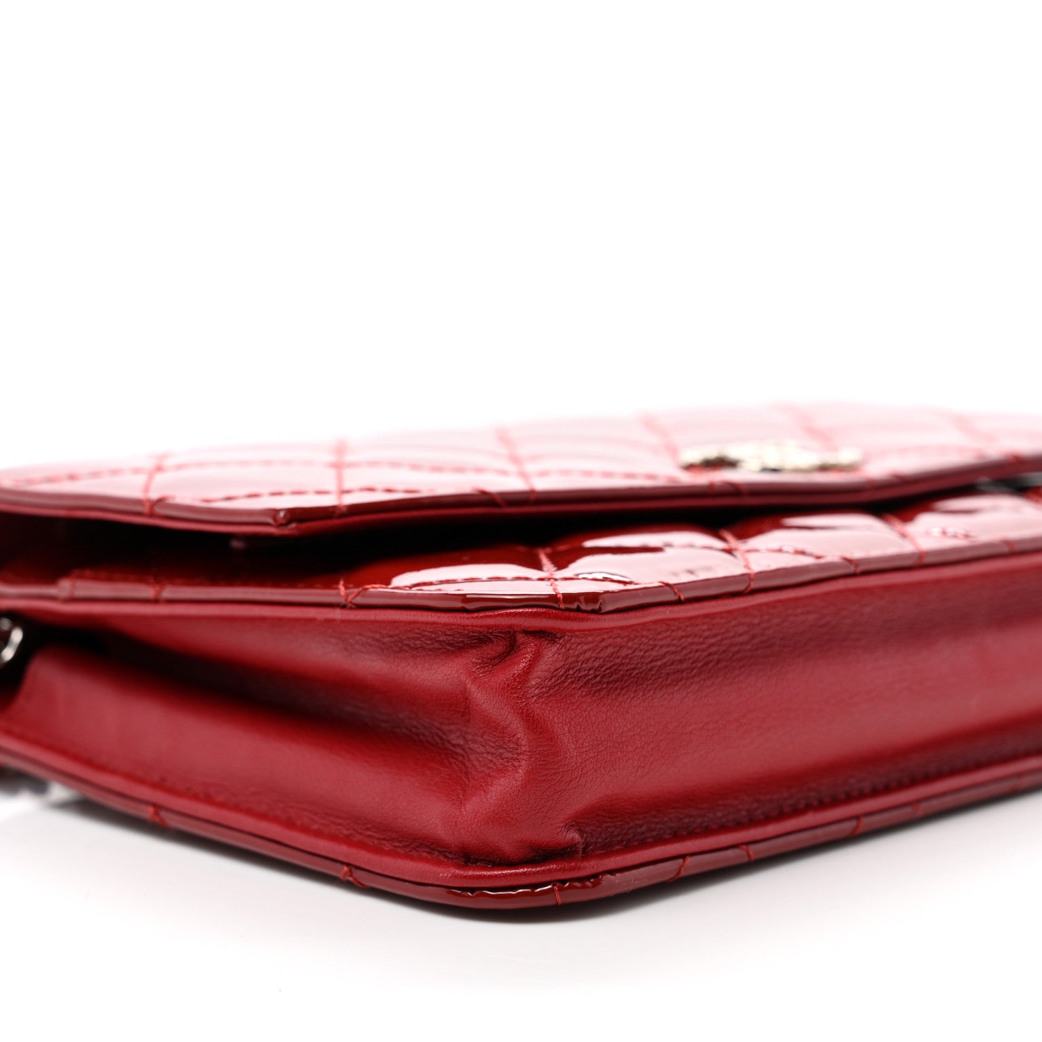Chanel Patent Quilted Brilliant Wallet On Chain WOC Red 9 of 11