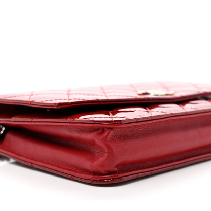 Chanel Patent Quilted Brilliant Wallet On Chain WOC Red 9 of 11