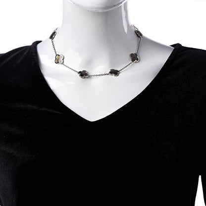 Van Cleef & Arpels 18K White Gold Grey Mother of Pearl 9 Motifs Pure Alhambra Necklace 2 of 5