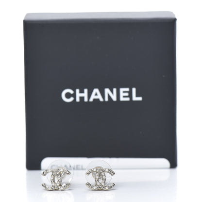 Chanel Pearl Crystal CC Charms Stud Earrings Light Gold 5 of 5