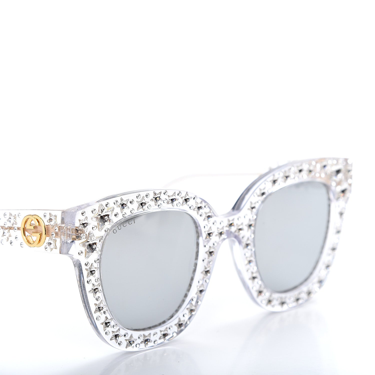 Gucci Acetate Crystal Oversize Mirrored Star Sunglasses GG0116S 5 of 8