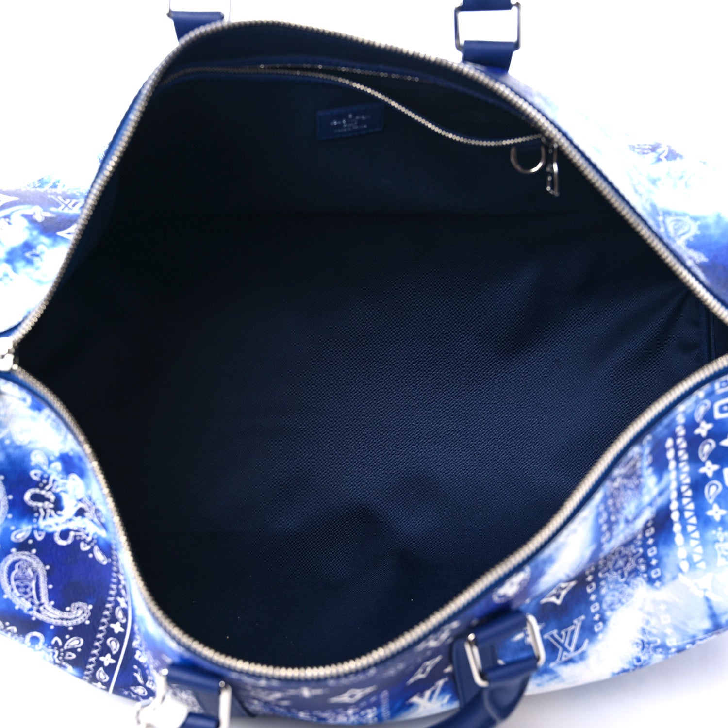 Louis Vuitton Cowhide Monogram Bandana Keepall Bandouliere 50 Blue 5 of 10