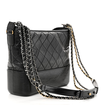 Chanel Aged Calfskin Quilted Medium Gabrielle Hobo Black 3 of 11
