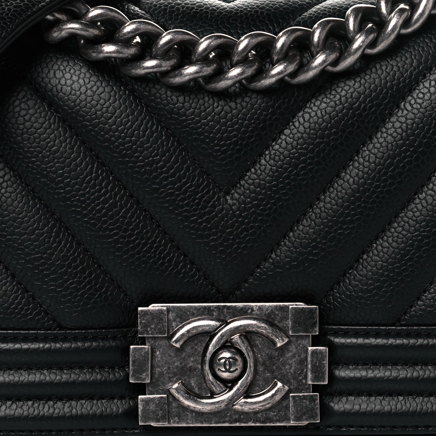Chanel Caviar Chevron Quilted Small Boy Flap Black 7 of 11