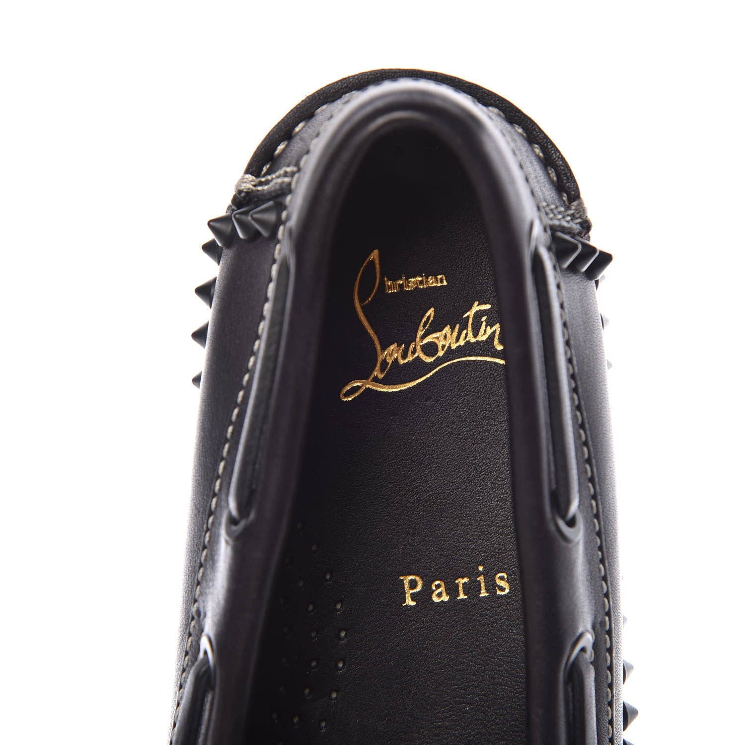 Christian Louboutin Calfskin Mens Steckel Spikes Boat Shoe 39 Black 8 of 11