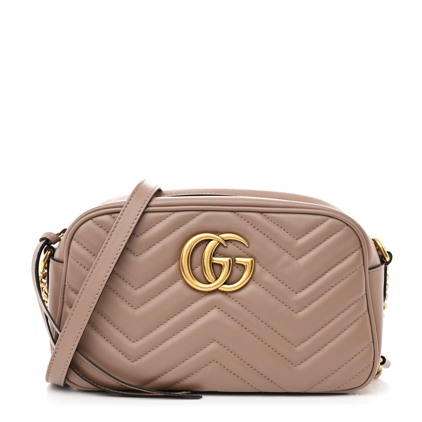 Calfskin Matelasse Small GG Marmont Chain Shoulder Bag Porcelain Rose