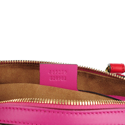 Gucci GG Supreme Monogram Moon Calfskin Small Boston Beige Ebony Hibiscus Red New Rosette 7 of 7
