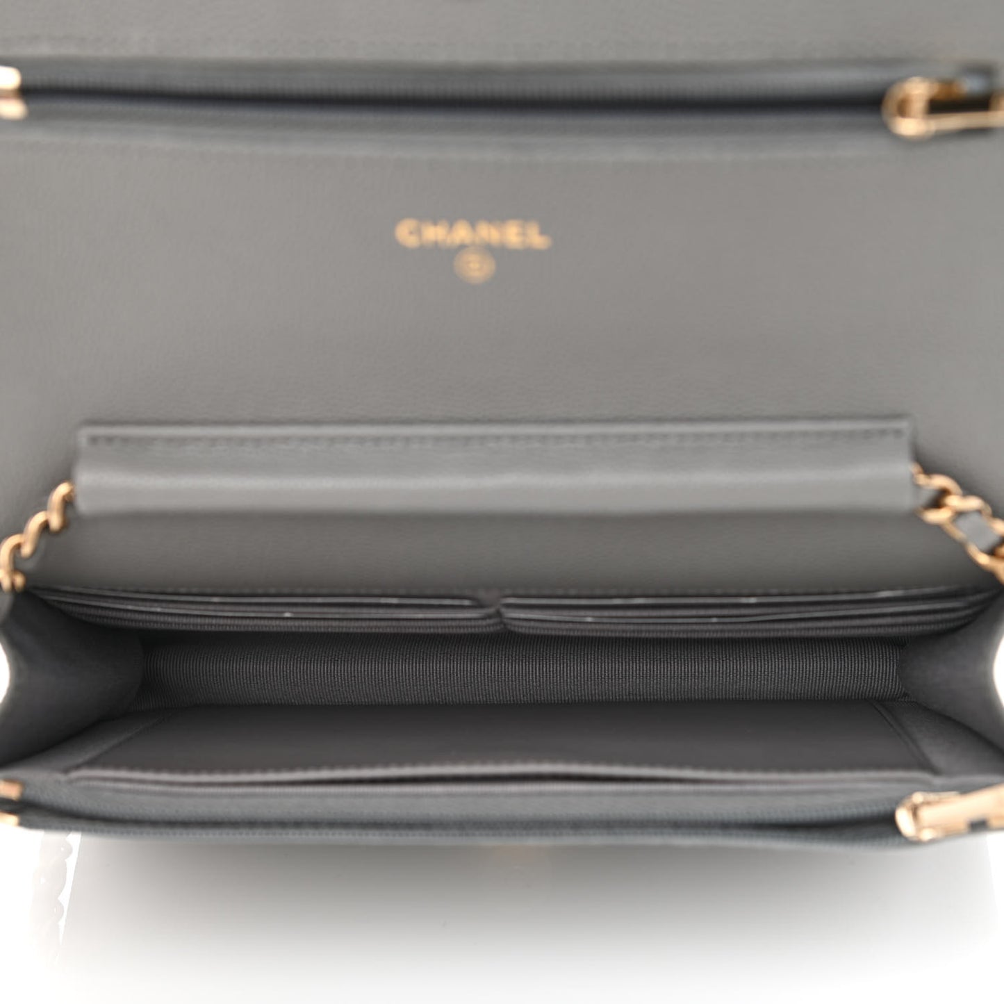 Caviar Quilted Wallet On Chain WOC Grey