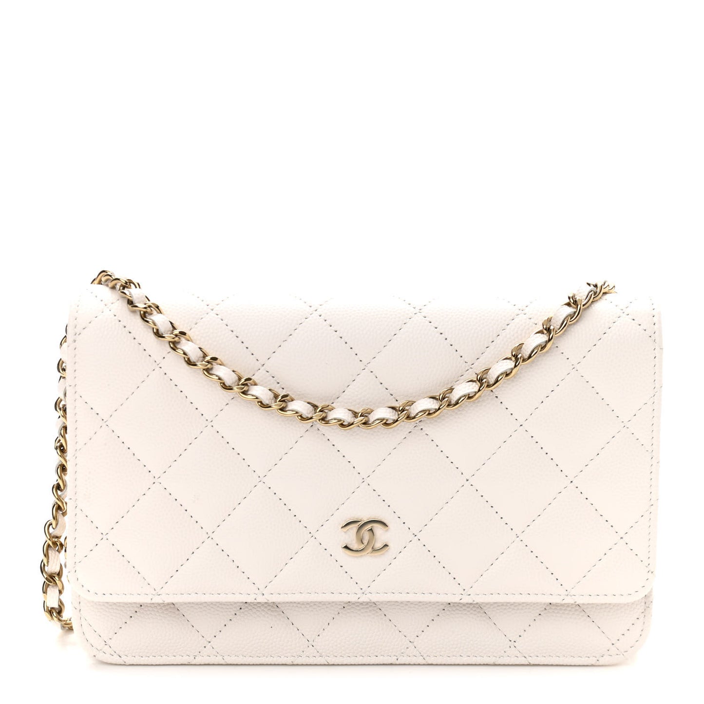 Caviar Quilted Wallet On Chain WOC White