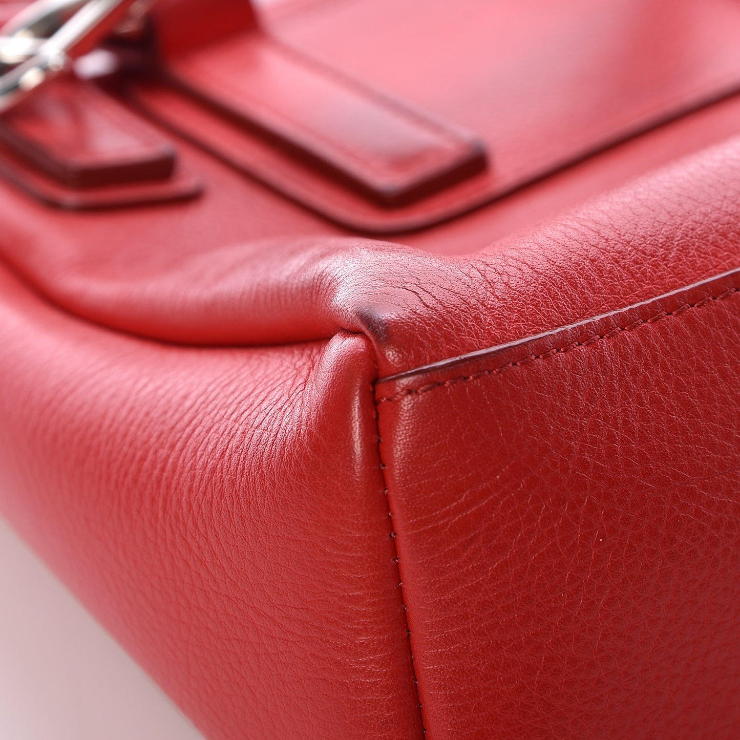 Waxy Grained Calfskin Mini Pandora Pure Flap Bag Medium Red