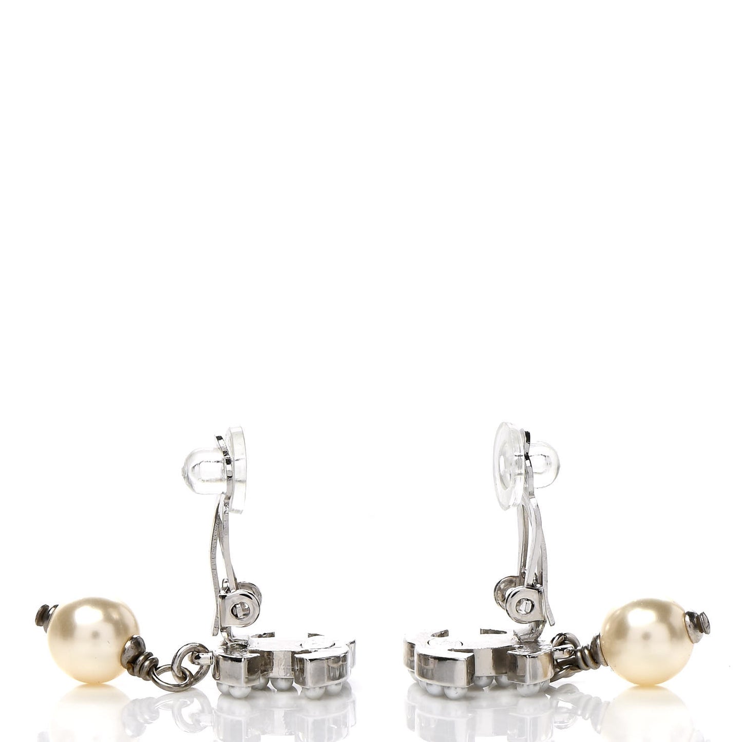 Pearl CC Drop Earrings Silver