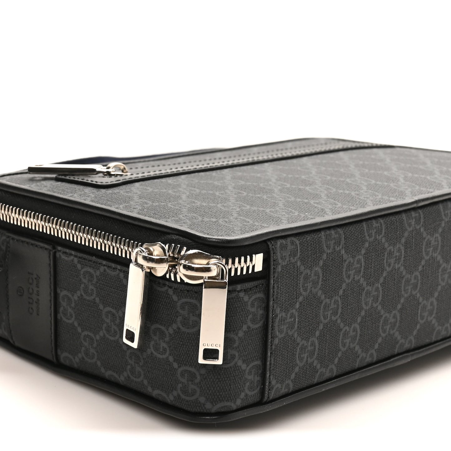 GG Supreme Monogram Web Small Shoulder Bag Black Grey