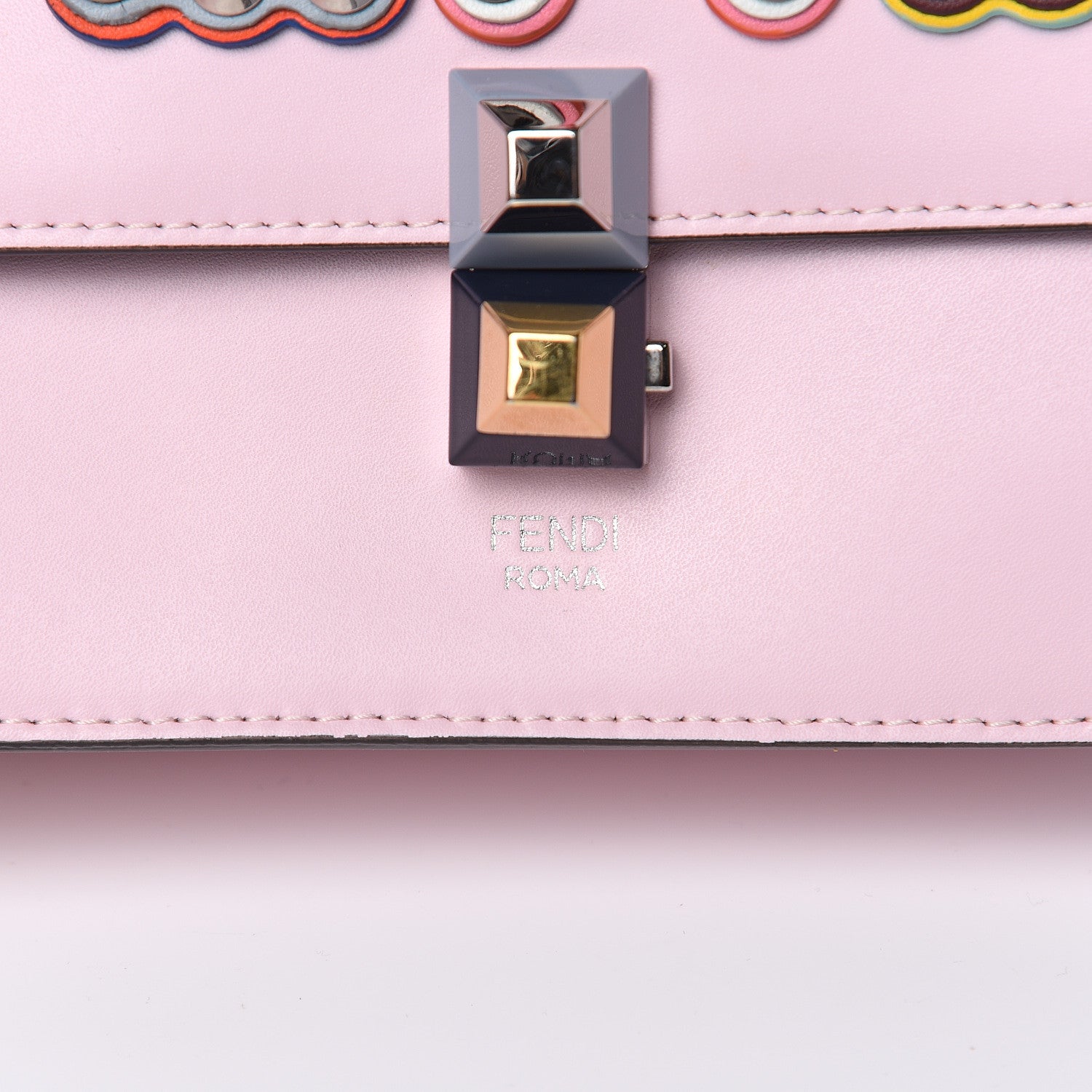 Fendi Vitello Liberty Fun Fair Metal Studded Small Kan I Shoulder Bag Peonia Multicolor 10 of 14