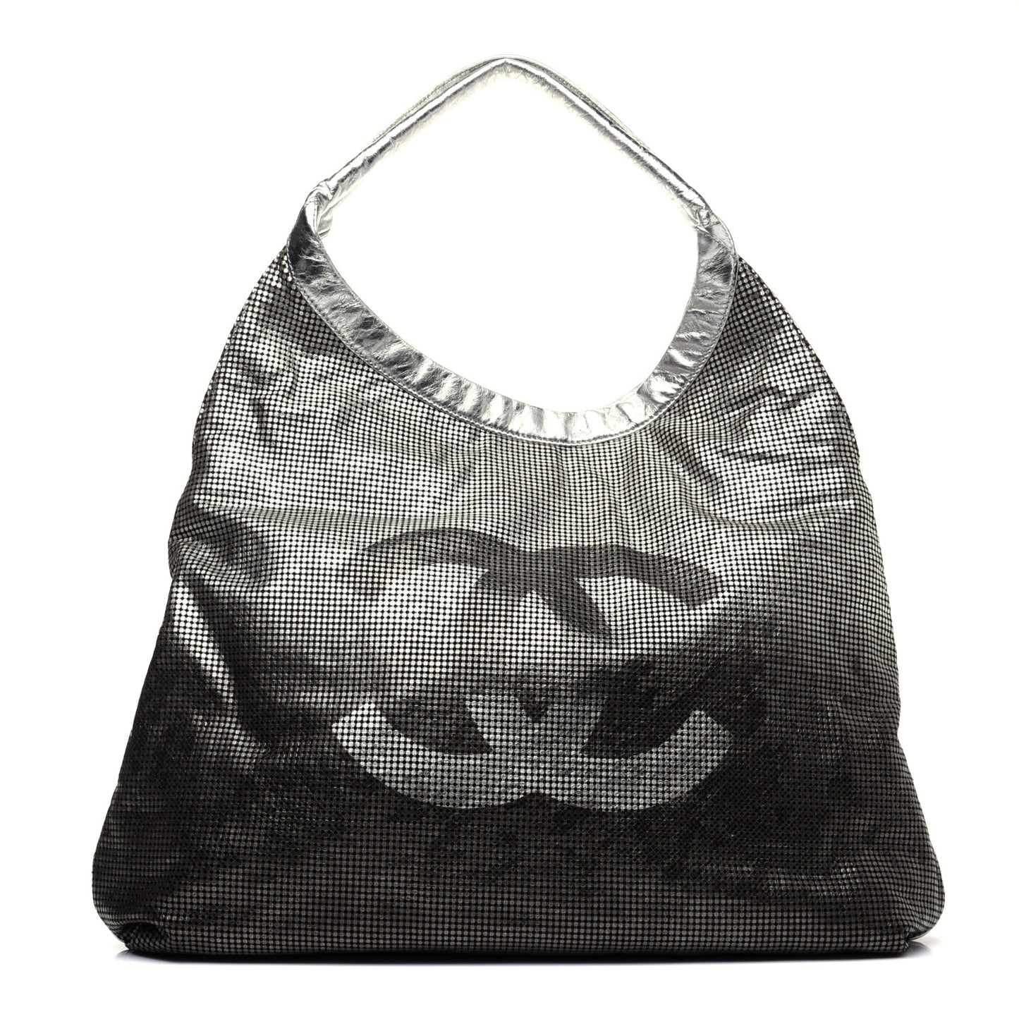 Metallic Perforated Lambskin Hollywood Hobo Silver