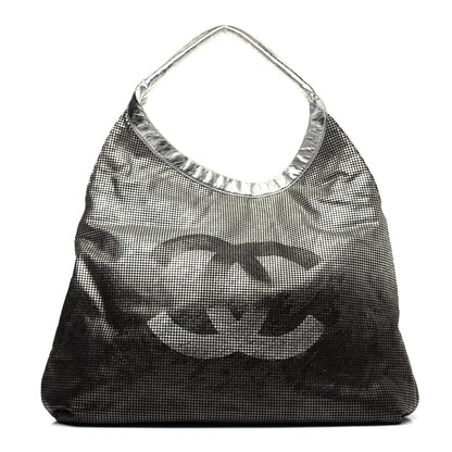 Chanel Metallic Perforated Lambskin Hollywood Hobo Silver 1 of 11