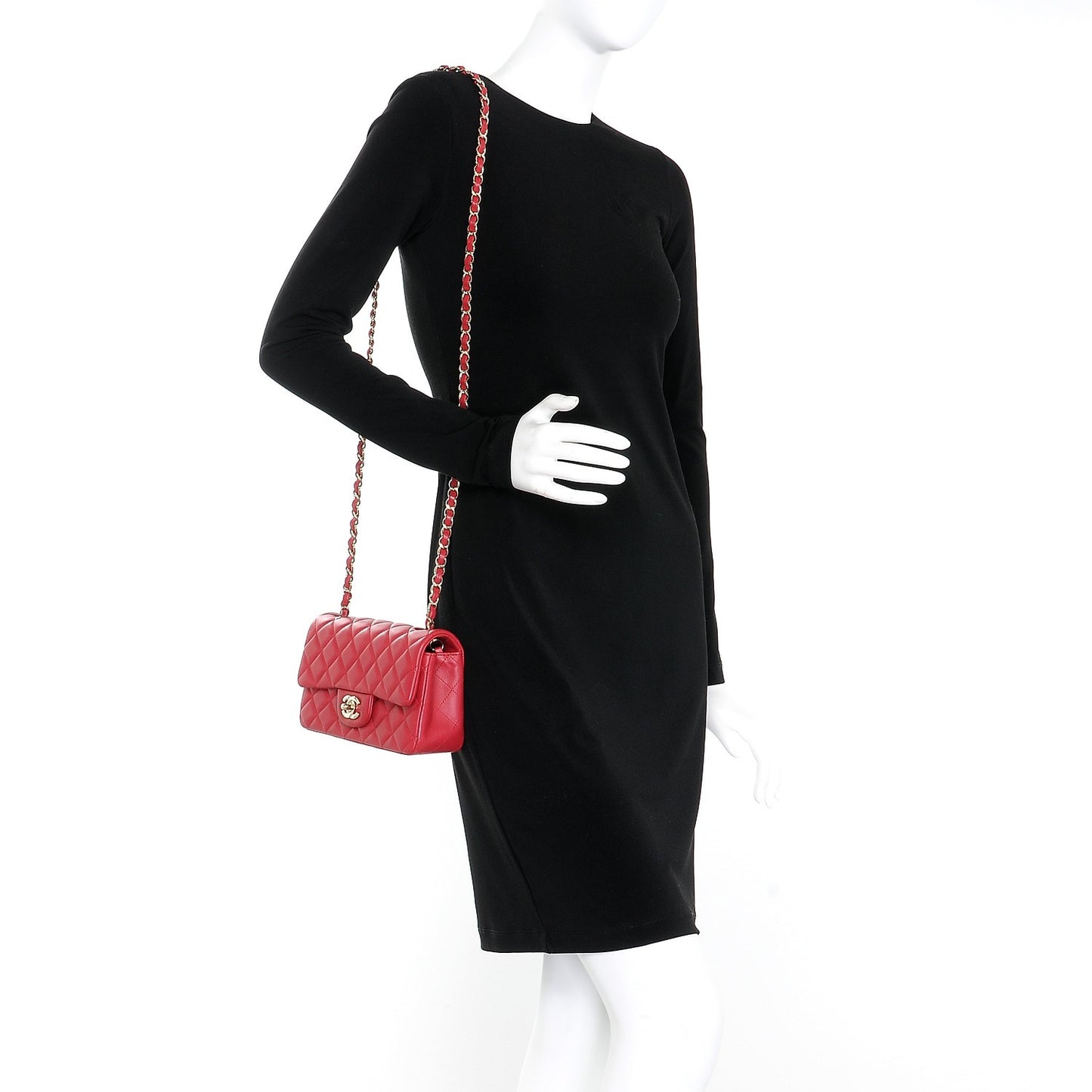 Lambskin Quilted Mini Rectangular Flap Dark Pink