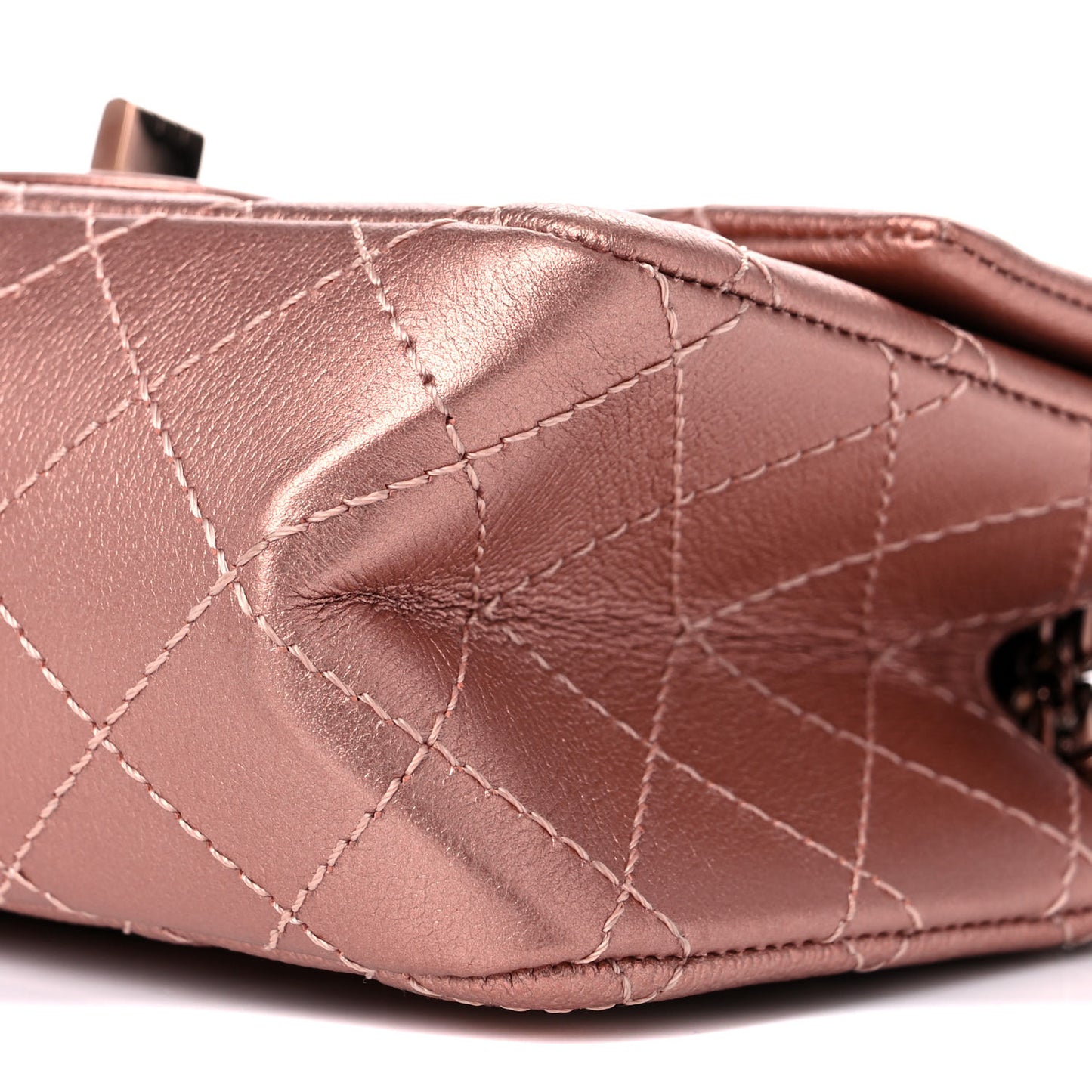 Metallic Grained Calfskin Quilted 2.55 Reissue Mini Flap Copper Pink