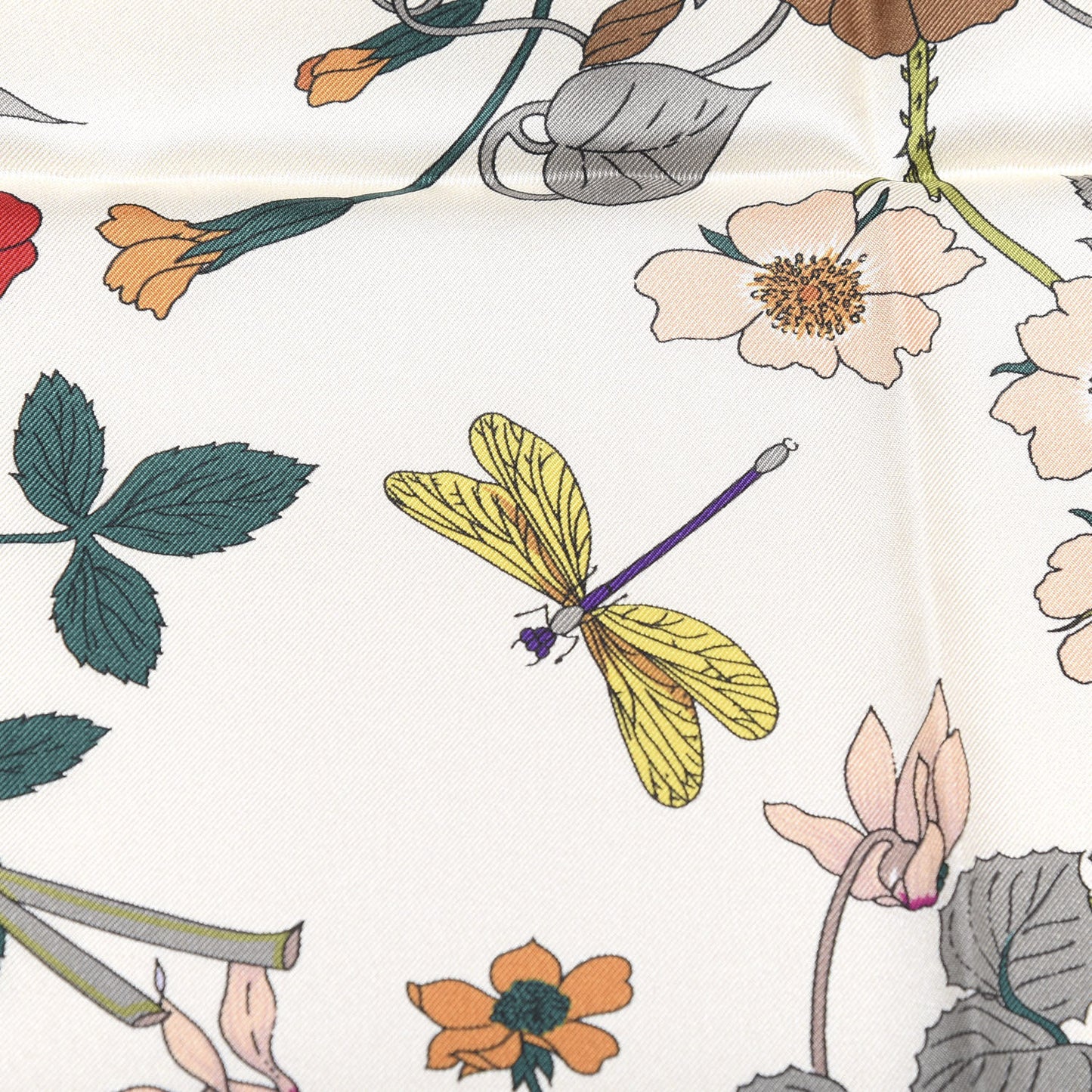 Silk Twill Flora Gothic Square Scarf White Black