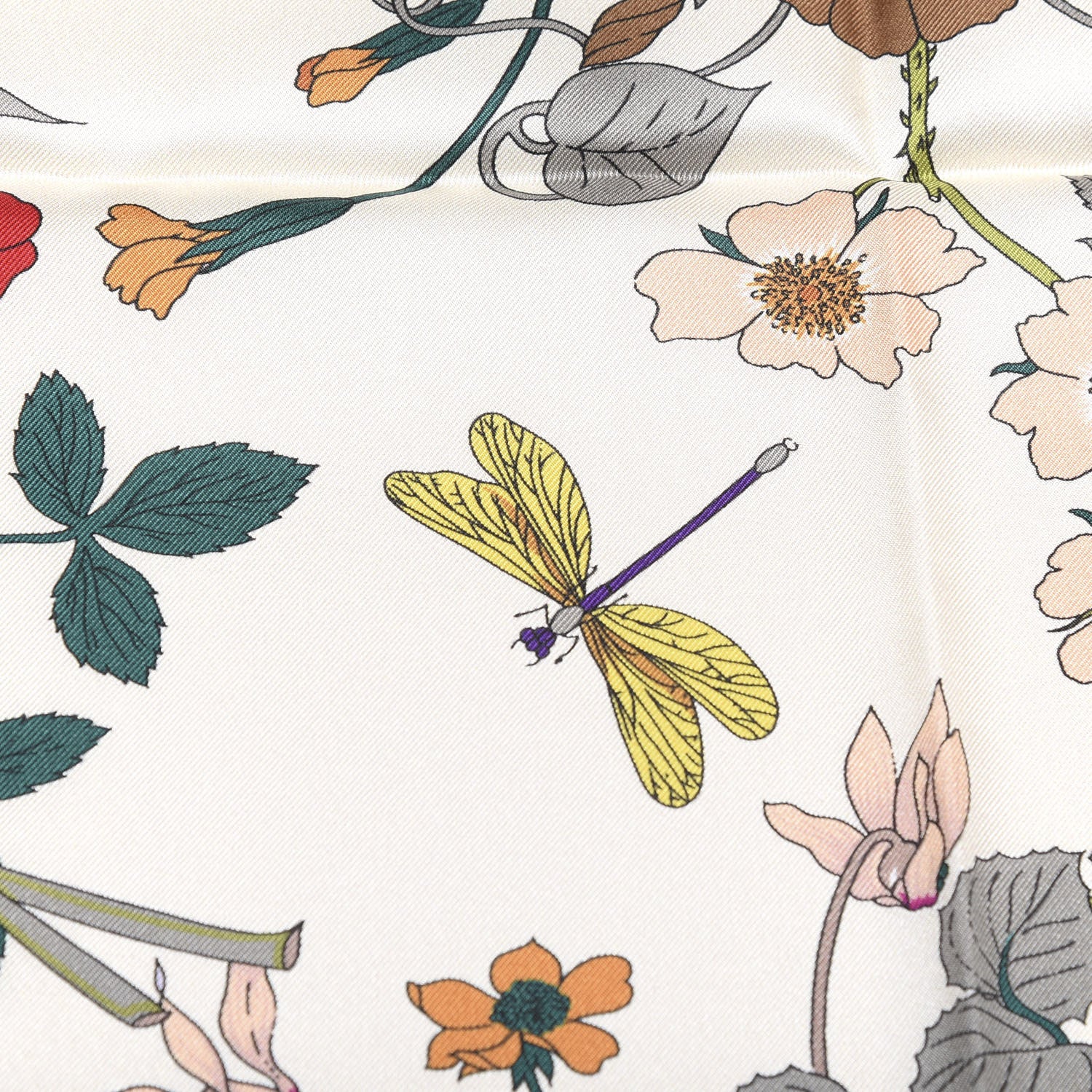 Gucci Silk Twill Flora Gothic Square Scarf White Black 4 of 5