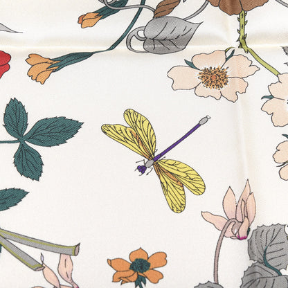 Gucci Silk Twill Flora Gothic Square Scarf White Black 4 of 5