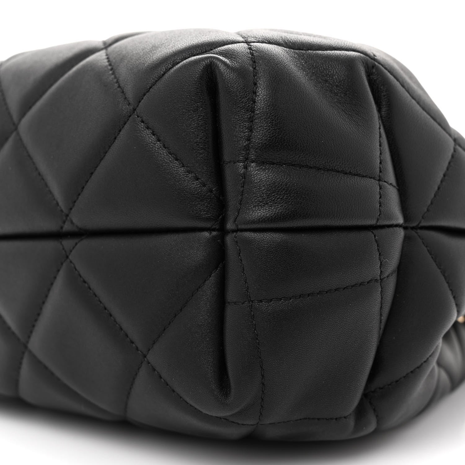 Chanel Lambskin Quilted Large CC Drawstring Bag Black 10 of 12