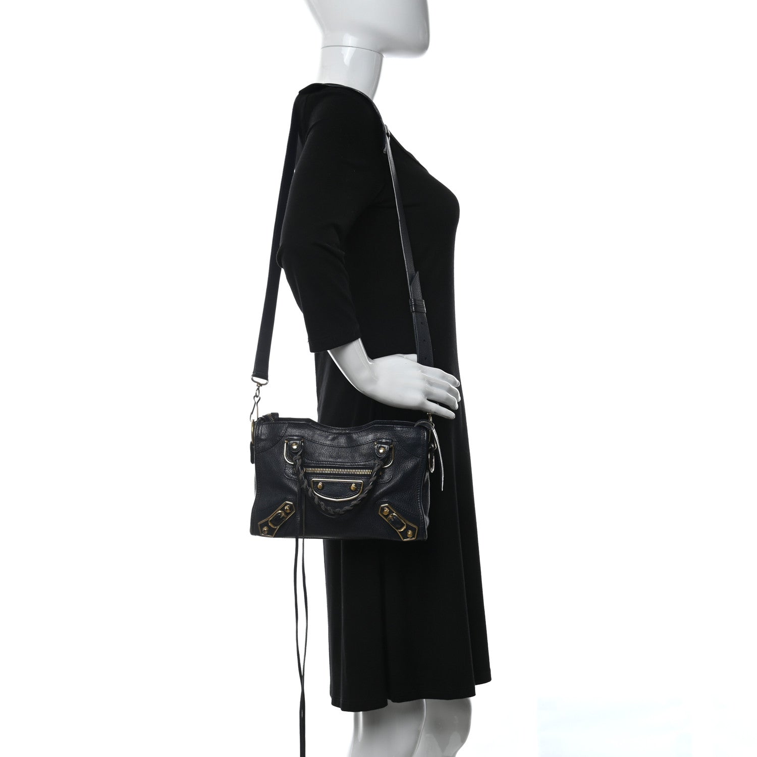Balenciaga Chevre Gold Metallic Edge Hardware Mini City Bleu Nuit Dark Sea 2 of 22