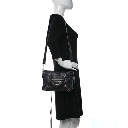 Balenciaga Chevre Gold Metallic Edge Hardware Mini City Bleu Nuit Dark Sea 2 of 22