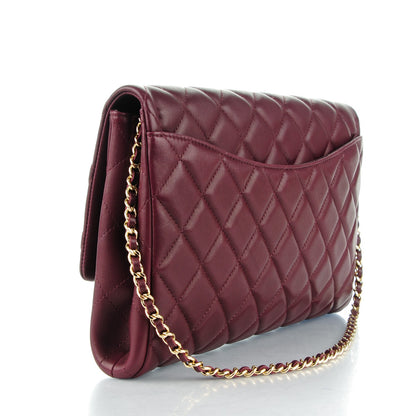 Chanel Lambskin Quilted Clutch With Chain Flap Bordeaux 3 of 8
